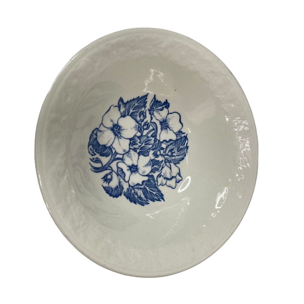 Wild Rose  Unique Dessert Plate Blue Floral‎ 6.5" Vintage Made In USA